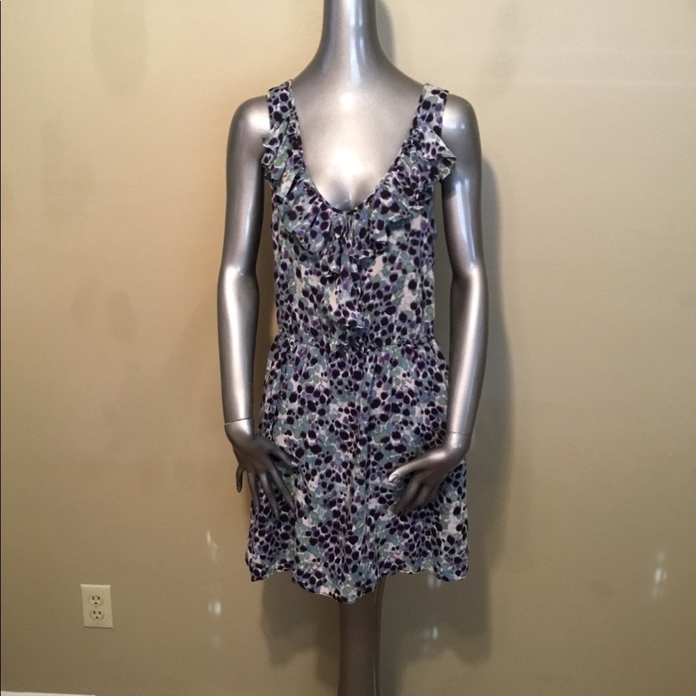 Bcbgeneration Green Geometric Ruffle Lined Dress - image 1